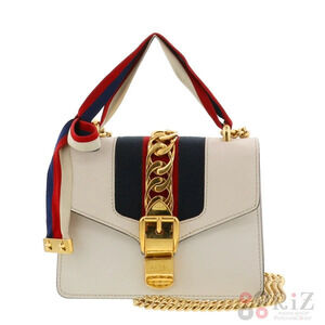 GUCCI Sylvie Handbag Bag White